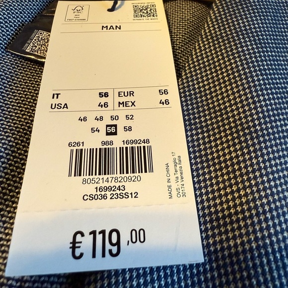 Piombo Men's 42 Navy/White Birdseye Knit Lightweight Blazer - Picture 5 of 5